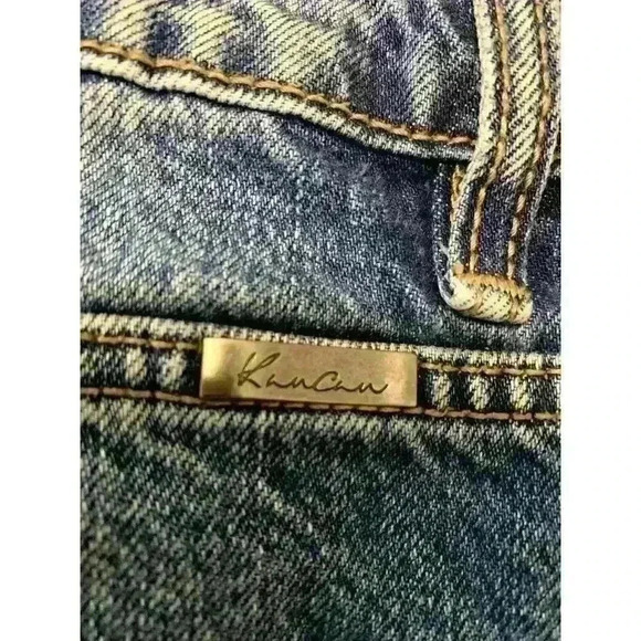 Kancan Distressed Jean Short Size15/31 Medium Wash Denim Frayed Hem Women - Picture 4 of 11
